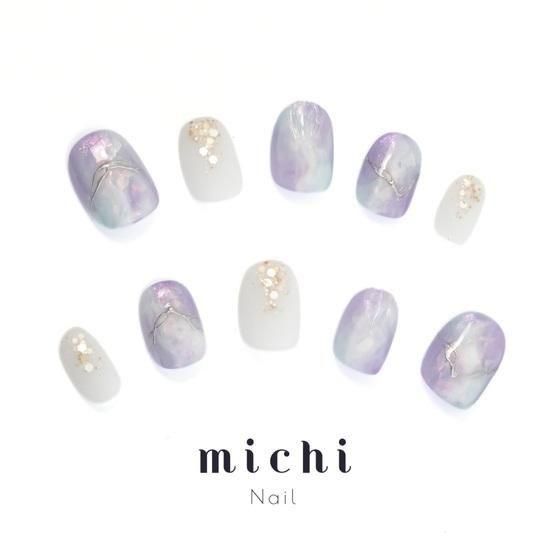 くもりガラスのオーロラミストネイル- ネイルチップ専門店ミチネイル