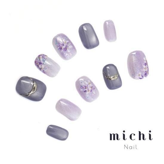 キラキラあじさいネイル- ネイルチップ専門店ミチネイル
