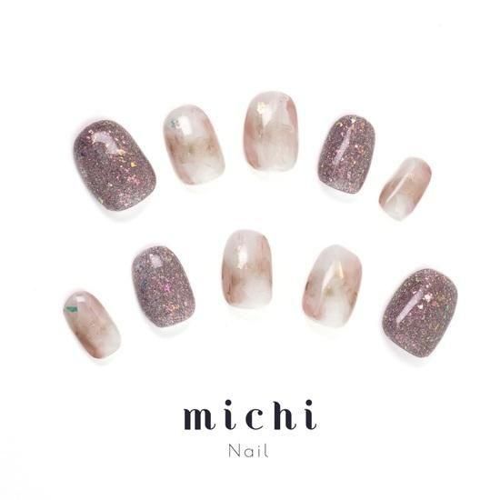 くすみニュアンス×フラッシュネイル- ネイルチップ専門店ミチネイル