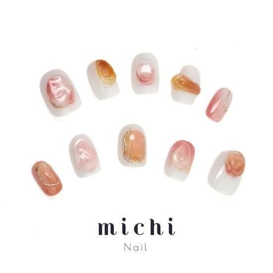 ニュアンスネイル ぷっくり ちゅるん ネイルチップ ハンドメイド ぷっくりフラワー♡美爪ちゅるんカラー♡ローズピンク系ニュアンス