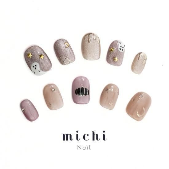 No.339 ネイルチップ　オレンジ　キラキラ　ちゅるん　星　秋　ハロウィン No.339 ネイルチップ オレンジ キラキラ ちゅるん 星 秋 ハロウィン