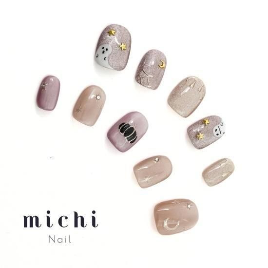 キラキラ夜のハロウィンネイル- ネイルチップ専門店ミチネイル