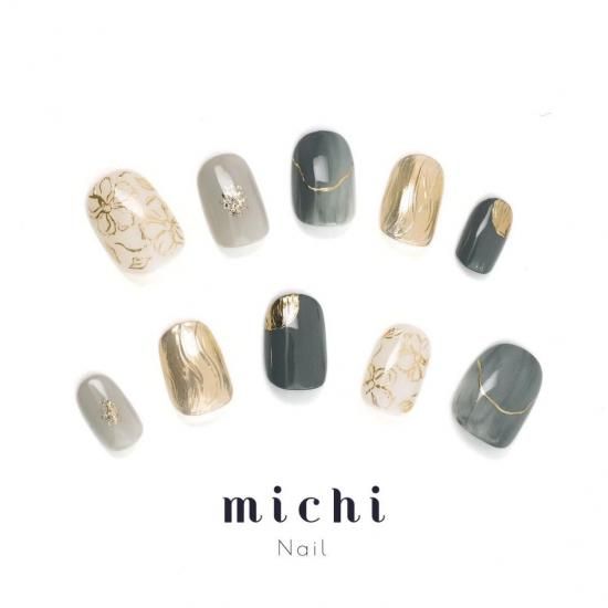 ニュアンス×ミラーフラワーネイル- ネイルチップ専門店ミチネイル