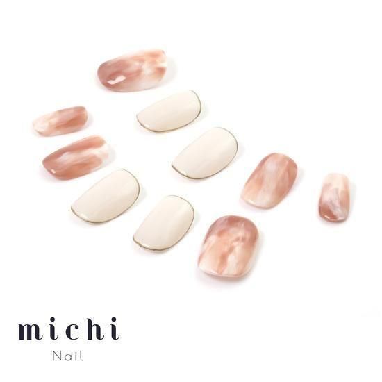 カフェ × ナッツ ネイルチップ ミルキーカフェオレネイル- ネイルチップ専門店ミチネイル