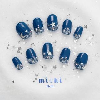 ブルー&水色ネイル - ネイルチップ(つけ爪)専門店ミチネイル