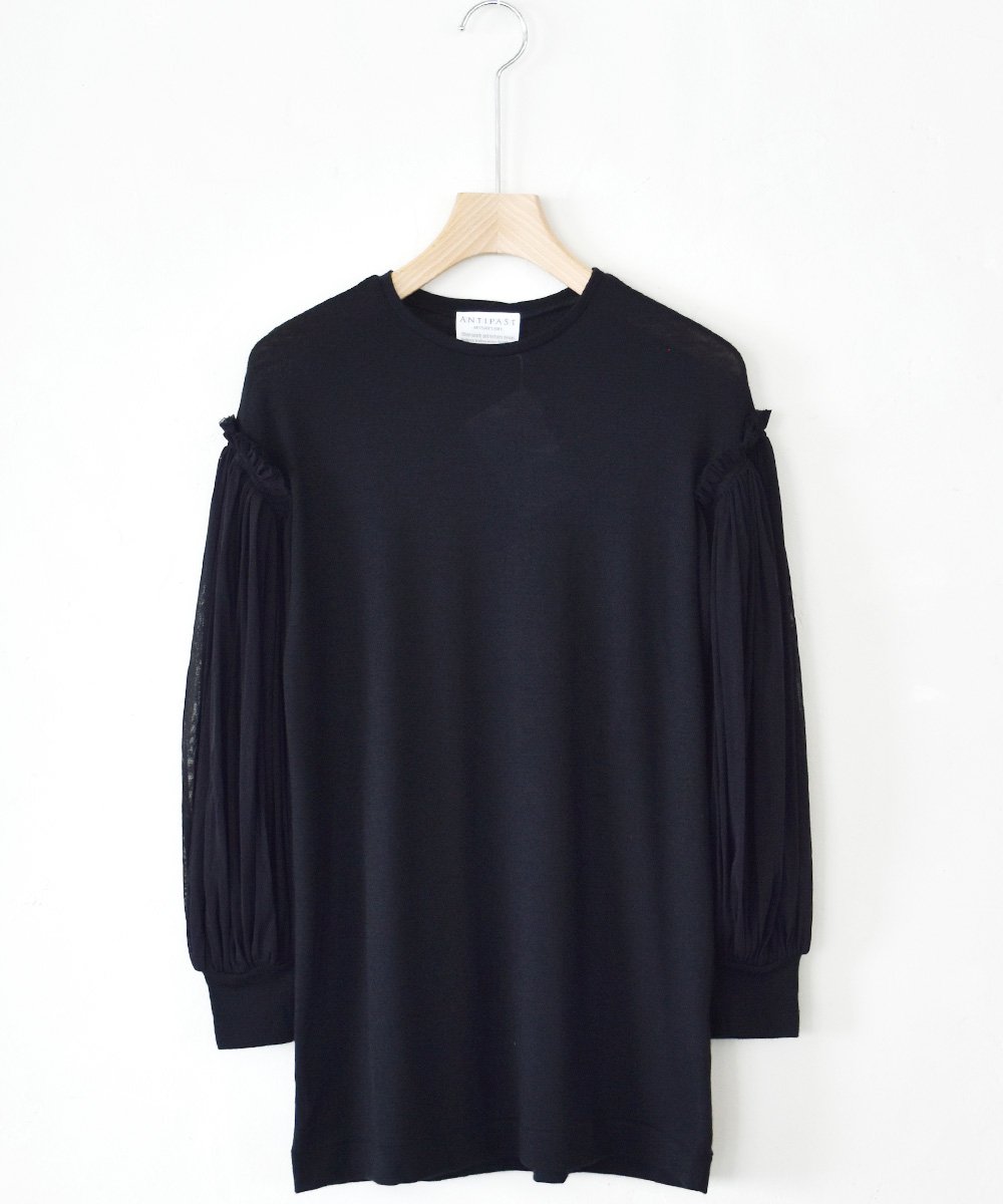 【SALE：30%off】Wool Jersey T-shirts With Mesh Sleeves（ブラック） <img class='new_mark_img2' src='https://img.shop-pro.jp/img/new/icons16.gif' style='border:none;display:inline;margin:0px;padding:0px;width:auto;' />