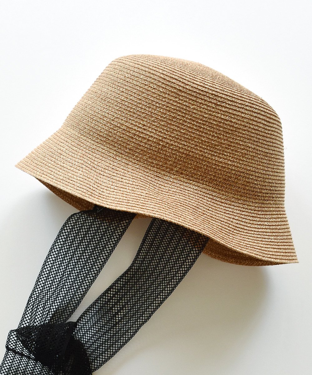 paper abaca bucket hat（bronze gold×blackリボン）<img class='new_mark_img2' src='https://img.shop-pro.jp/img/new/icons1.gif' style='border:none;display:inline;margin:0px;padding:0px;width:auto;' />
