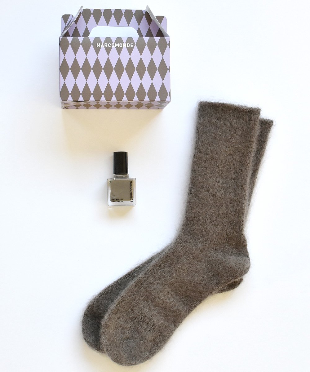 mohair socks and nail Box Set（グレイッシュブラウン、ライトパープル）