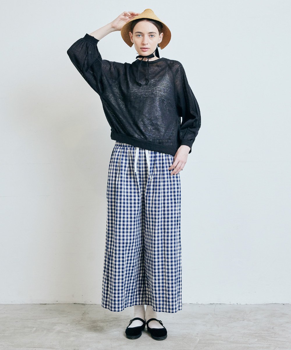 GINGHAM SIN ROOMY PANTS（アイボリー×ブラック）<img class='new_mark_img2' src='https://img.shop-pro.jp/img/new/icons1.gif' style='border:none;display:inline;margin:0px;padding:0px;width:auto;' />