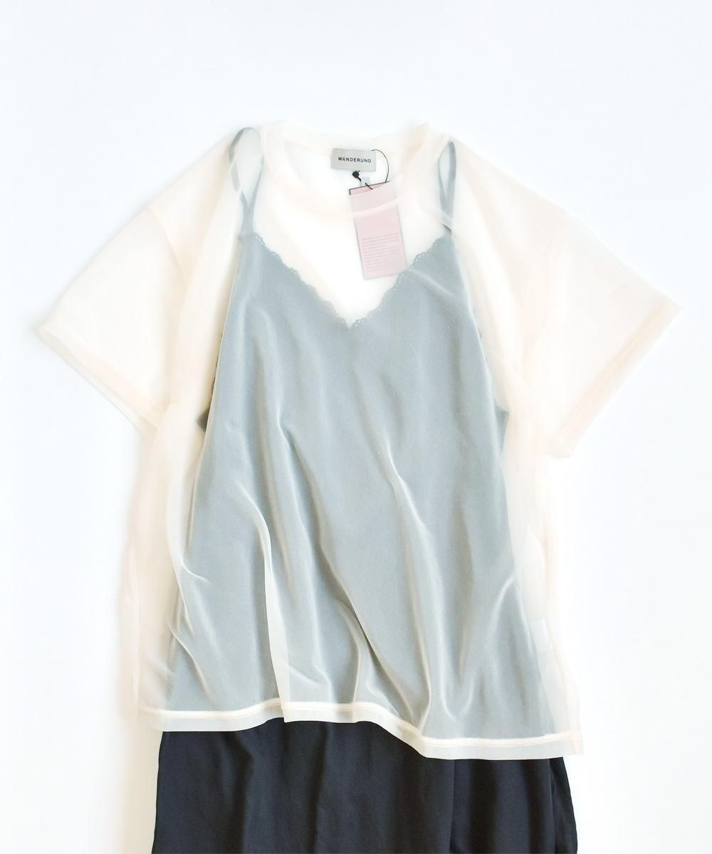 トップス WANDERUNG Sheer T-Shirts SALE：30%off】WANDERUNG / Sheer T-shirts（Beige） - SUNNY