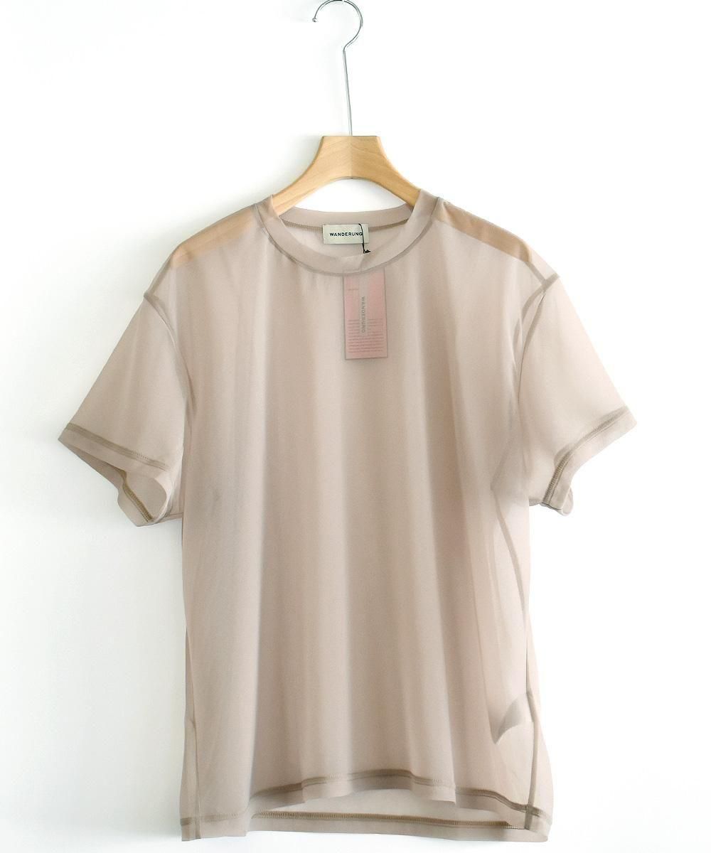 SALE：30%off】WANDERUNG / Sheer T-shirts（Beige） - SUNNY