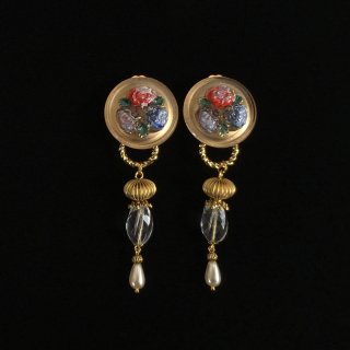 Rose Czech glass & Crystal Earrings