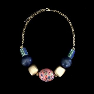 Summer Necklace -pink, blue & gold-