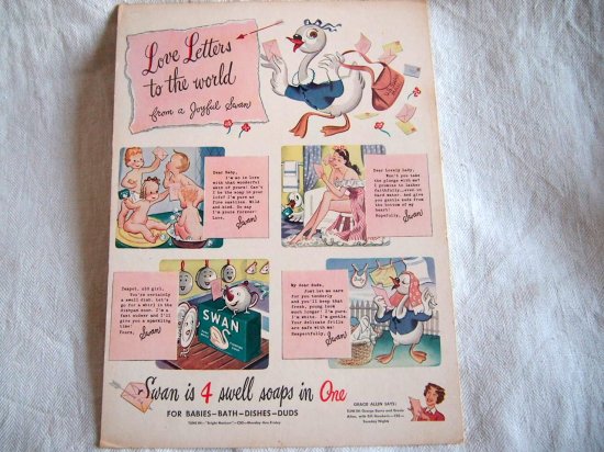 1950年代USA 紙製 広告ボード 「白鳥」印の石鹸 - Marica Designu0026 Vintage