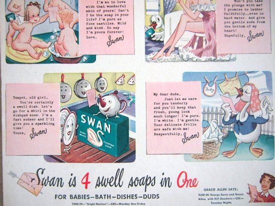 1950年代USA 紙製 広告ボード 「白鳥」印の石鹸 - Marica Designu0026 Vintage