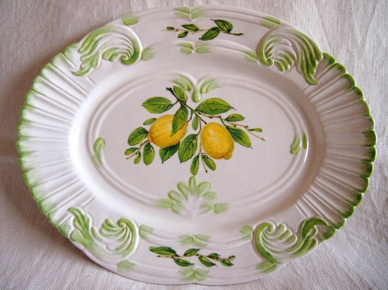 イタリア製ハンドペイント レモンの絵柄 オーバル型大皿 - Marica