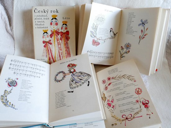 洋書：チェコの民話と詩歌の美しい古書 『Cesky rok』 4冊セット-