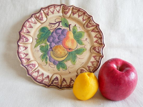 イタリア製 フルーツ柄 陶器製飾り絵皿 - Marica Design& Vintage