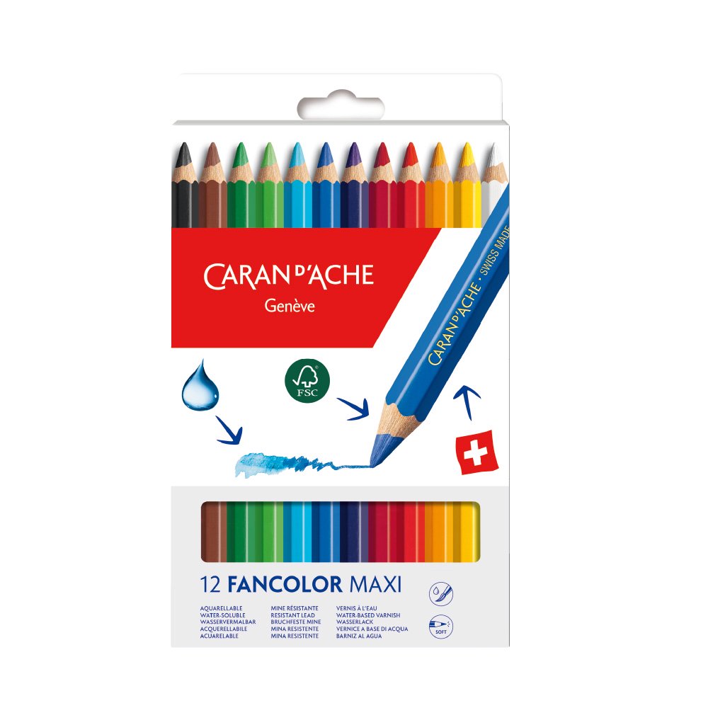カラン ダッシュ 0498-712 ファンカラー 水溶性色鉛筆 マキシ12色セット