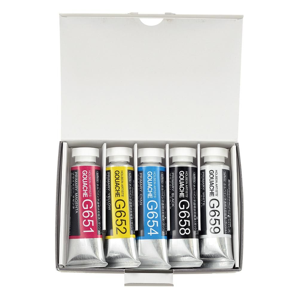 Holbein Artists' Gouache 5 x 15ml Primary Color Mixing Set