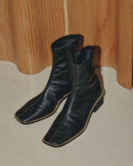 Stretch leather ankle outlet boots