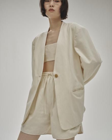 Collarless Cottonsatin Jacket/TODAYFUL12510106 - Select Shop