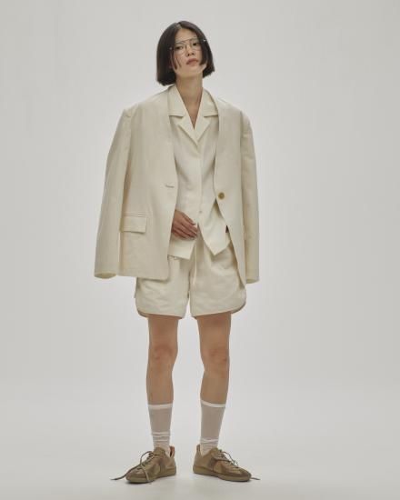 Collarless Cottonsatin Jacket/TODAYFUL12510106 - Select Shop