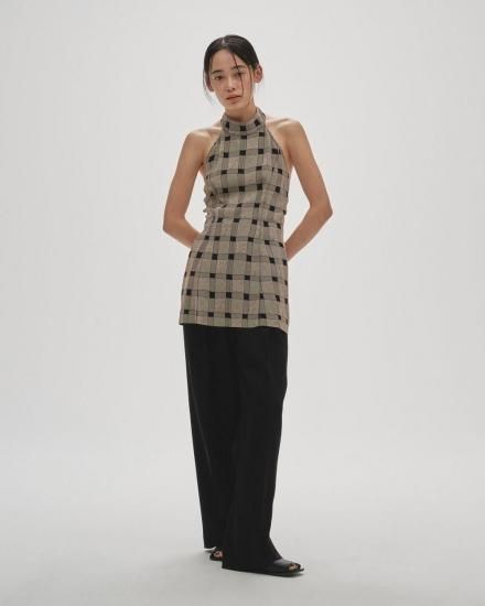 トップス Halterneck Checkjacquard Tops fit=scale-down,w=1200