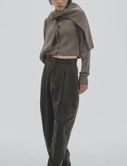 値下げ Cashmere Compact Cardigan オリーブ Cashmere Blend Open Cardigan with Fringe – InCashmere