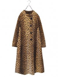 USED<br>LEOPARD PATTERN<BR>NO COLLAR LONG COAT