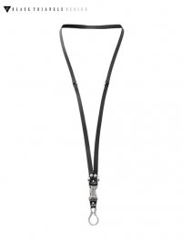 【BLACK TRIANGLE DESIGN】<br>FASTEX buckle leather neck holder / Silver × Black Stripe