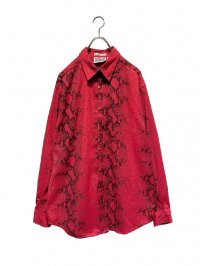 USED<br>RED PYTHON PATTERN LONG SLEEVE SHIRT 