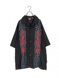 【USED】<br>SPIDER EMBROIDERY 3XL BIG OPEN COLLAR SHIRT