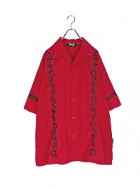 【USED】<br>TRIBAL EMBROIDERY BIG OPEN COLLAR SHIRT