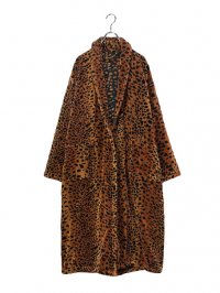 【USED】<br>LEOPARD PATTERN HEAVY COTTON PILE GOWN COAT
