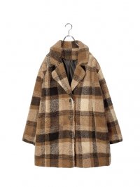 【USED】<br>CHECK PATTERN BOA MIDDLE COAT
