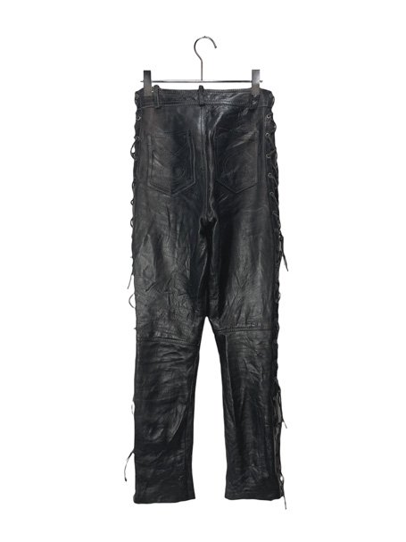 【USED】LACE UP LEATHER BIKER PANTS - upanishad. ONLINE 