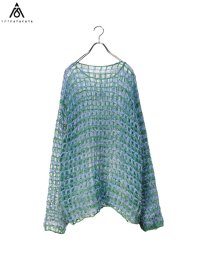 【YOI KADAKADA】<br>Low guage mohea knit / BLUE × GREEN