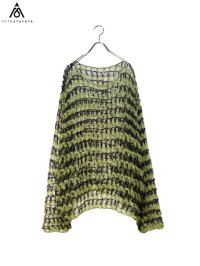 【YOI KADAKADA】<br>Low guage mohea knit / GREEN × BLACK