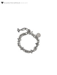 【BLACK TRIANGLE DESIGN】<br>SPIKE & oval chain bracelet / Silver