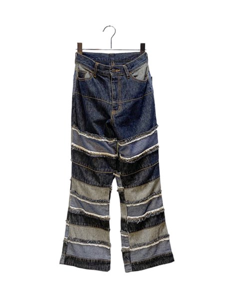 USED】CROPPED FLARE HAGI PATCHWORK DENIM PANTS - upanishad. ONLINE ...