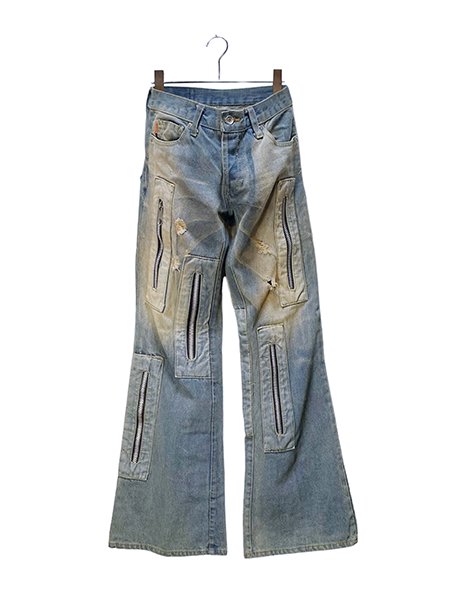 USED】Zip design faded flare denim pants - upanishad. ONLINE SHOP