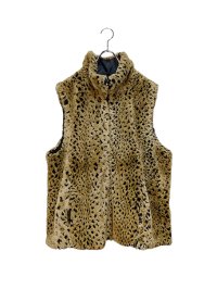 【USED】<br>Leopard fur reversible vest