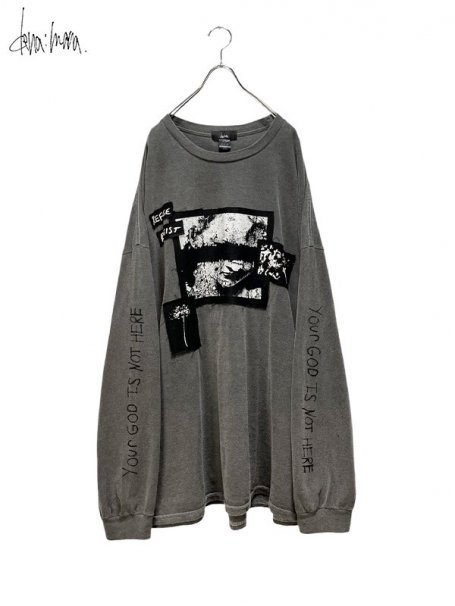 dena:mana<br>"NOT HERE" Faded HUGE Long Tee / faded BLACK