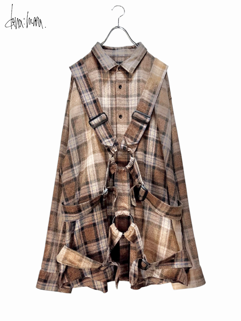 <ͽ / 12ܺϤ>dena:manaFaded check oversized parachute shirt