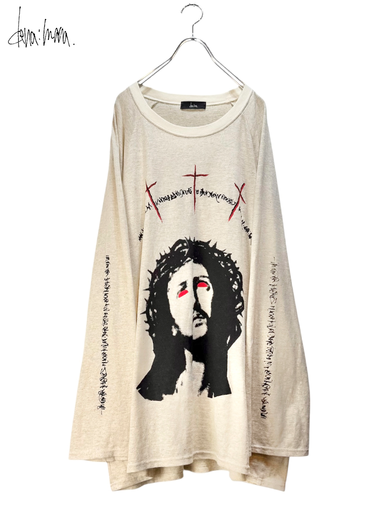 dena:mana"BLEEDING ICON" raglan long sleeve Tee / OFF WHITE