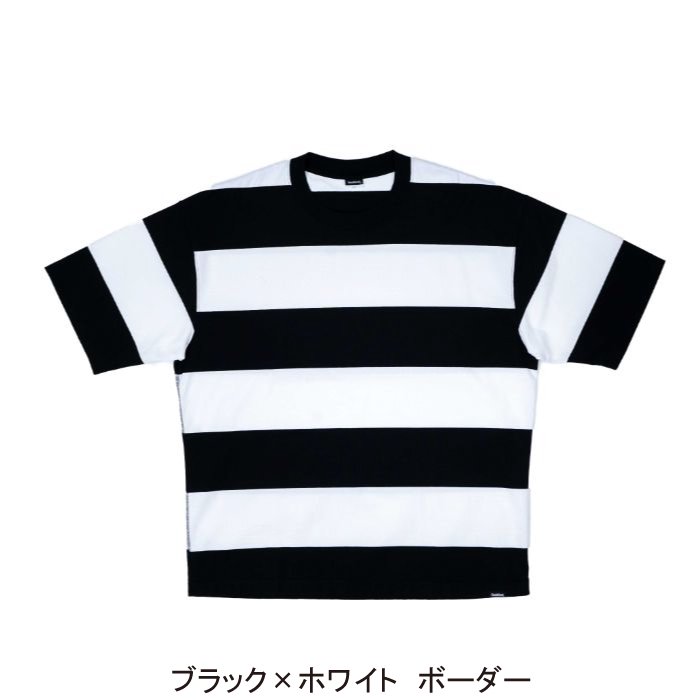 Healthknit BLACK LABEL】ワイドボーダー クルーネック半袖Tシャツ