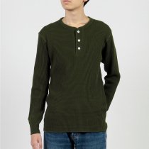 【定番商品】#990　スーパーヘビーワッフル　ヘンリーネック長袖Tシャツ
