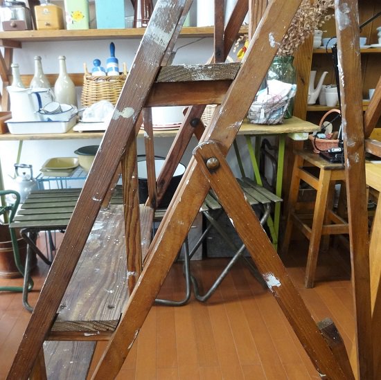 イギリス アンティーク 木製ラダー 脚立 １５０ｃｍ - drop antiques