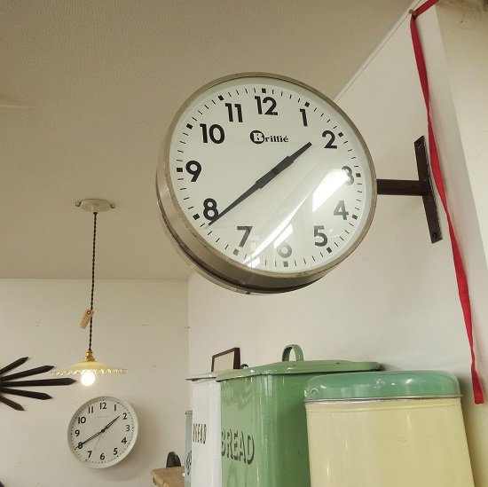 フランス ヴィンテージ BRILLIE社 ダブルフェイスクロック 両面時計 - drop antiques ドロップアンティークス アンティーク 家具と雑貨